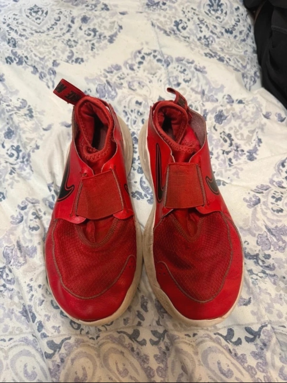 Nike Kids Red Slip-On Sneakers with Black Swoosh
